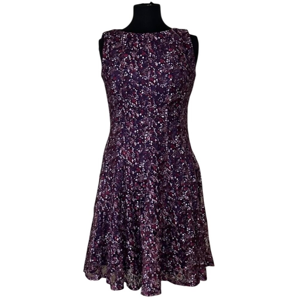 Danny and Nicole Purple Multicolor Floral Fit & Flare Dress Women's Size 6 (NWT)